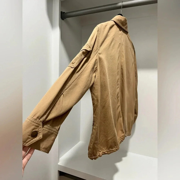 Lauren Ralph Lauren Tan Safari 3/4 Sleeve jacket utility collared cargo Large - Picture 4 of 13